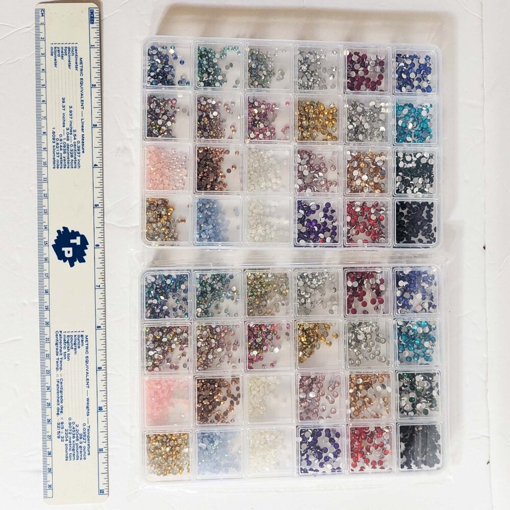 2 Packs of 2400+ Crystal Resin Rhinestones Flatback 24 Color 2 sizes 6mm and 3mm
